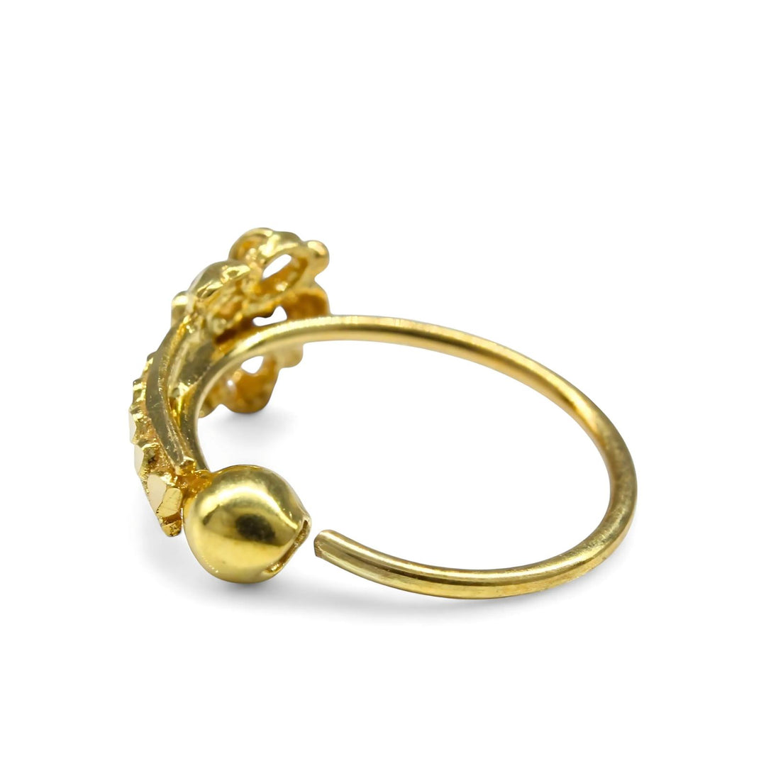 18K Real Gold Nose ring Indian Women cultural design Nose Hoop Ring 22g
