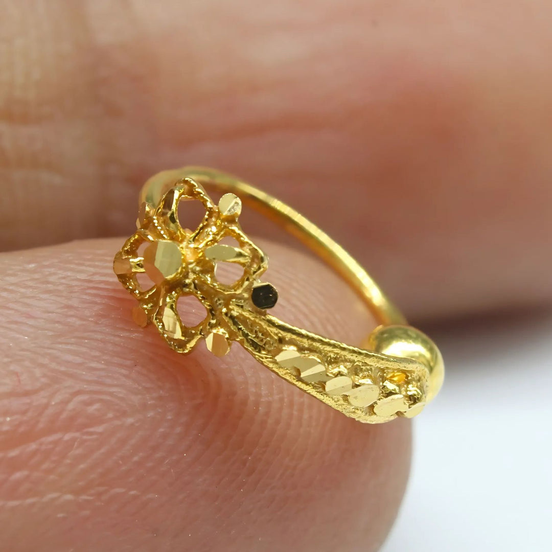 18K Real Gold Nose ring Indian Women gifting party wear Nose Hoop Ring 22g