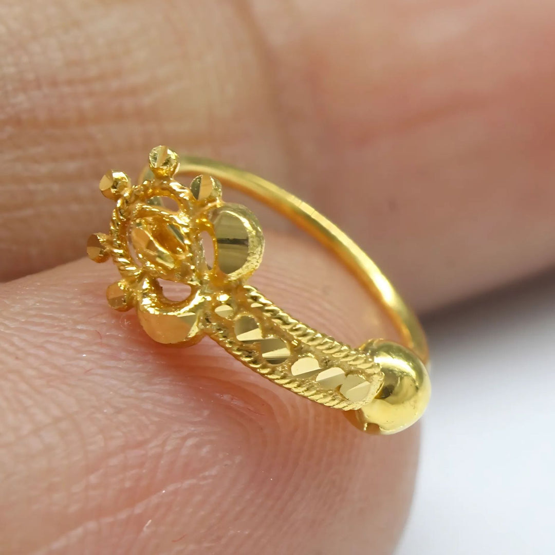 18K Real Gold Nose ring Indian Women gorgeous vertical style Nose Hoop Ring 22g