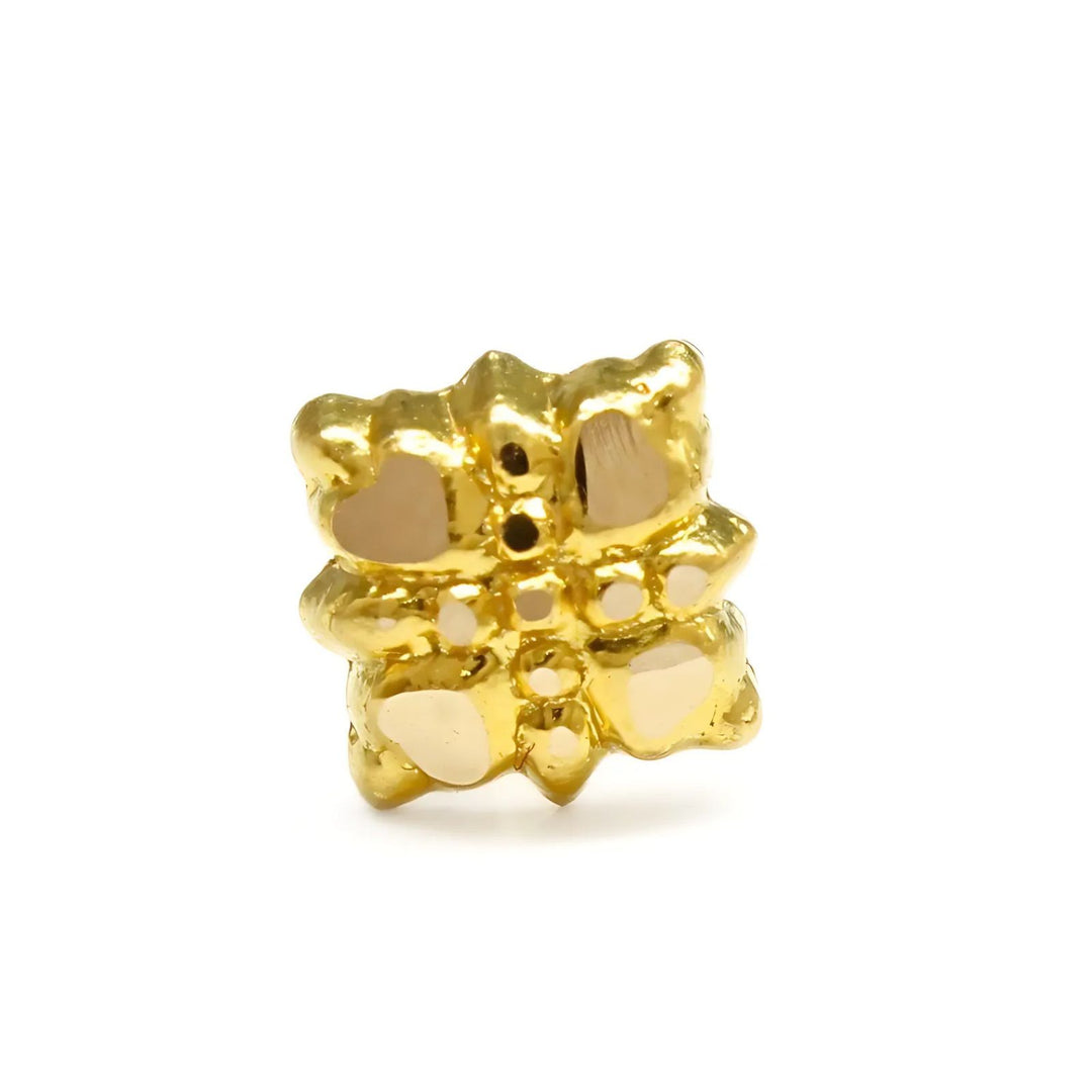 18K Real Gold floral square Nose stud nose ring Push Pin