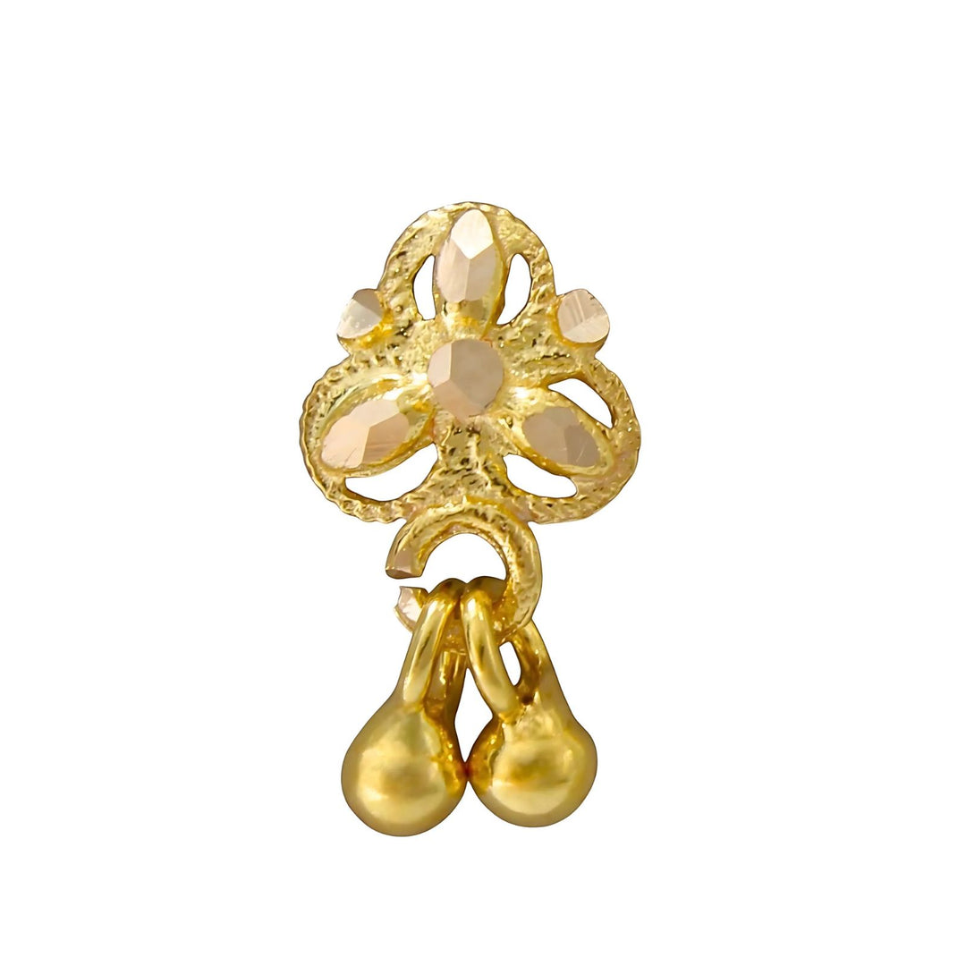 Indian 18K Real Gold handmade dangle style Nose stud nose ring Push Pin