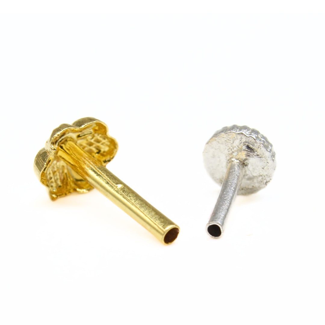 18K Real Gold small Flower Design Nose stud nose ring Push Pin