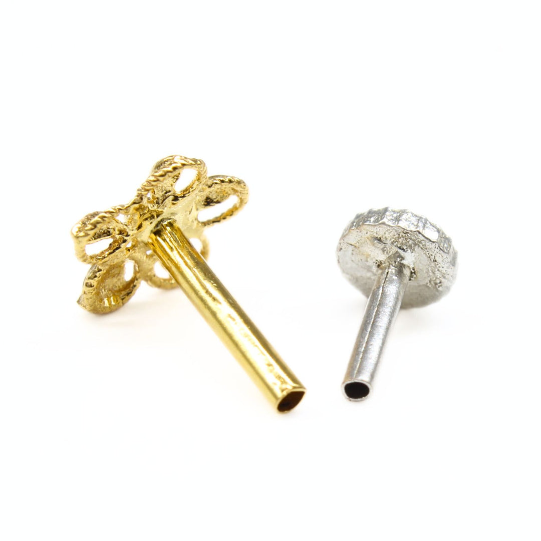 18K Real Gold Indian women Star design Nose stud nose ring Push Pin
