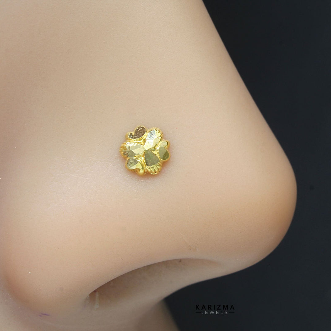 Fancy Design 18k Real Gold Piercing Nose Stud 