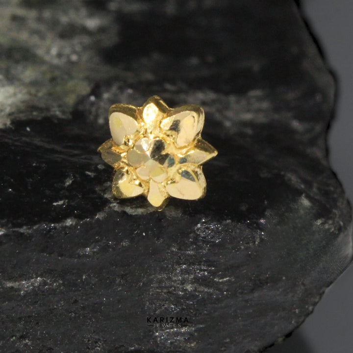 Floral Shape Real Gold Nose Stud in 18k for Girls and women  