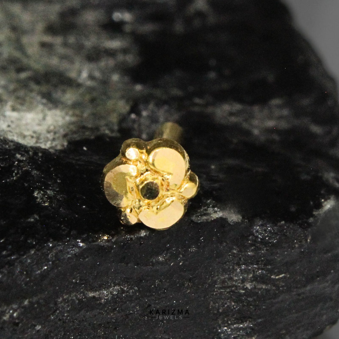 Stylish Daily Wear Real Gold Piercing Nose Stud in 18k for Girls  and Women 