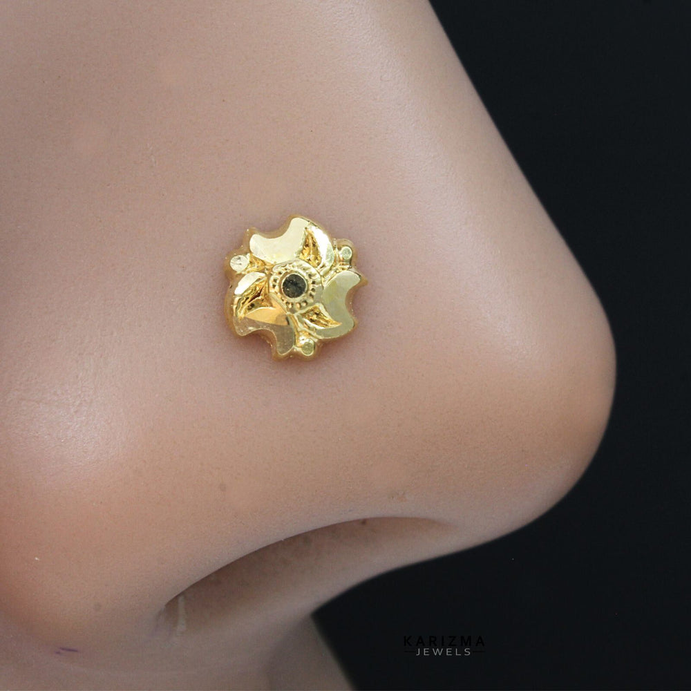 18K Real Gold Indian Designer Women Nose stud 