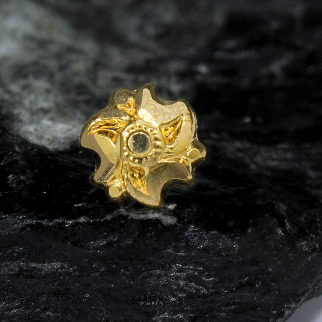 Latest Design Real Gold Piercing Nose Stud in 18k 