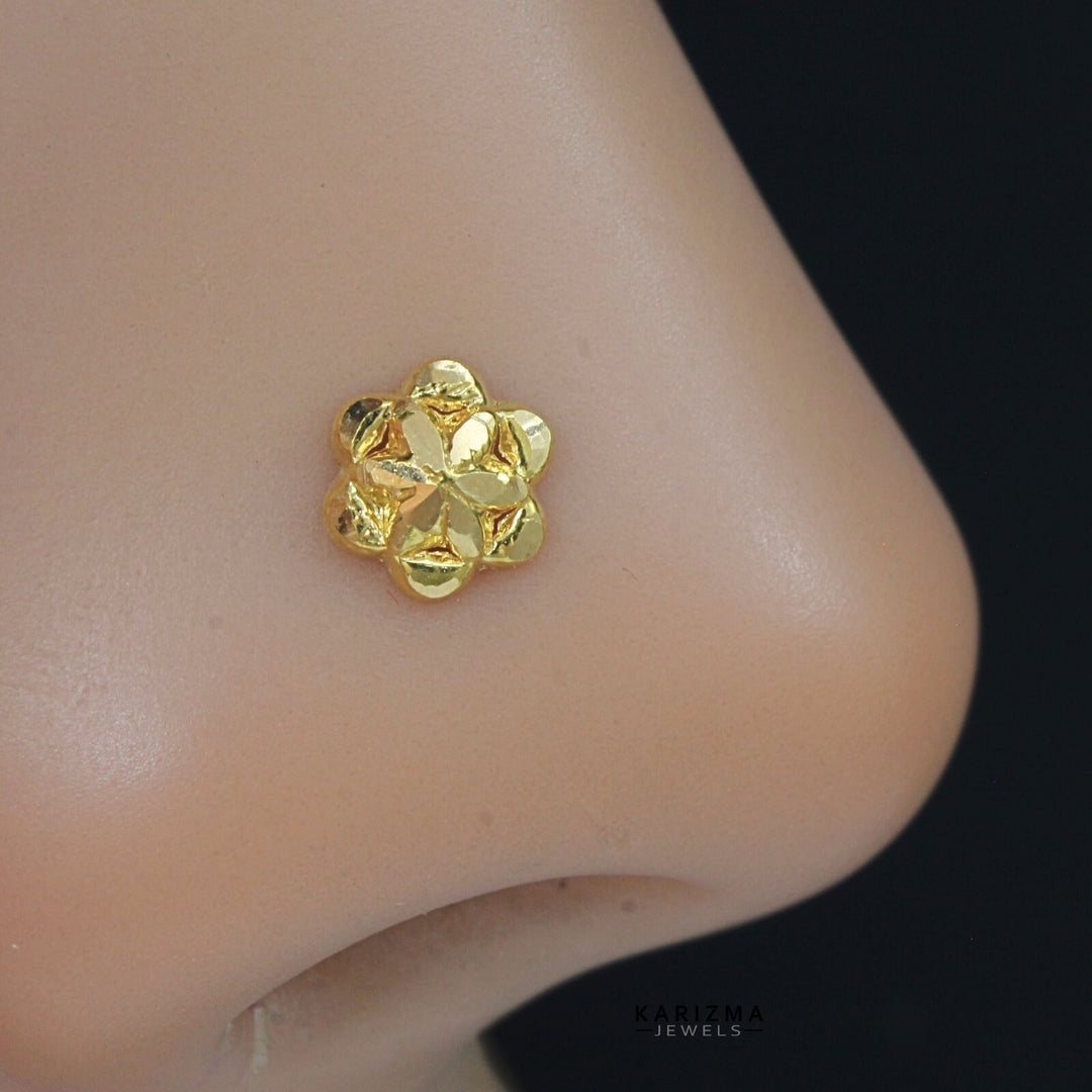 Floral Shape Real Gold Nose Stud in 18k 