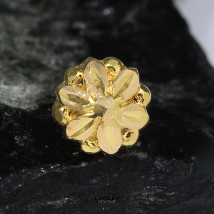 wheel style Real Gold Piercing Nose Stud in 18k 