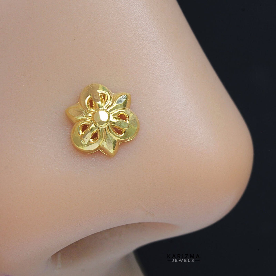 18k Real Gold Piercing Nose Stud 