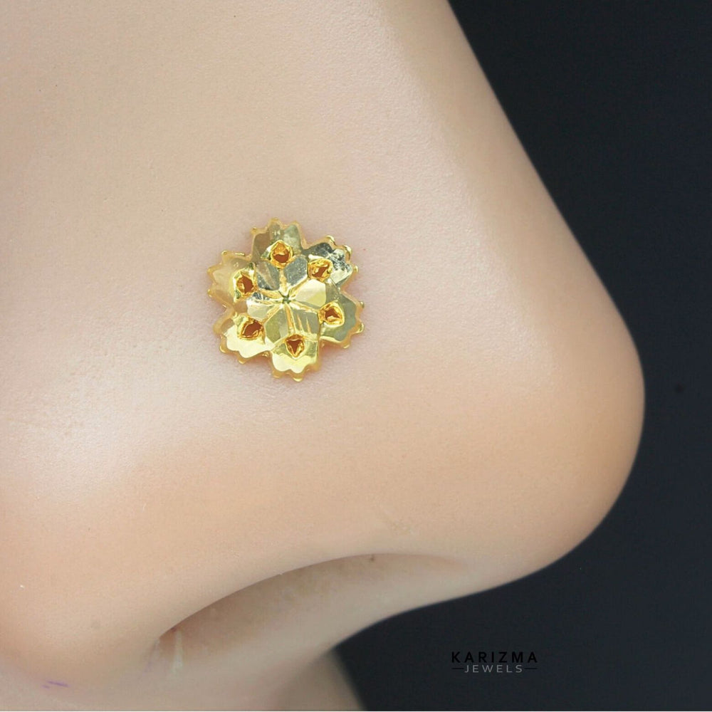 Small Size 18k Real Gold Piercing Nose Stud 