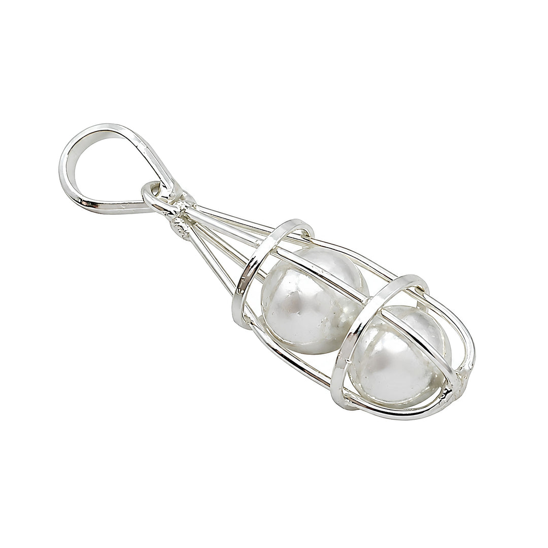 Cage Design Silver Healing Double Ball Pendant Goli Evil Eye Protection Yantra