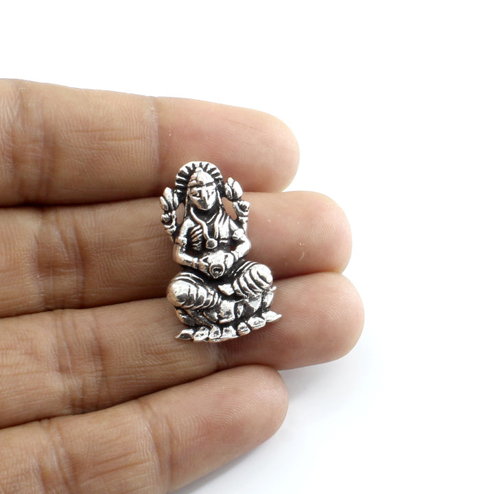 Real Silver Oxidized Mata Laxmi Religious God Pendant