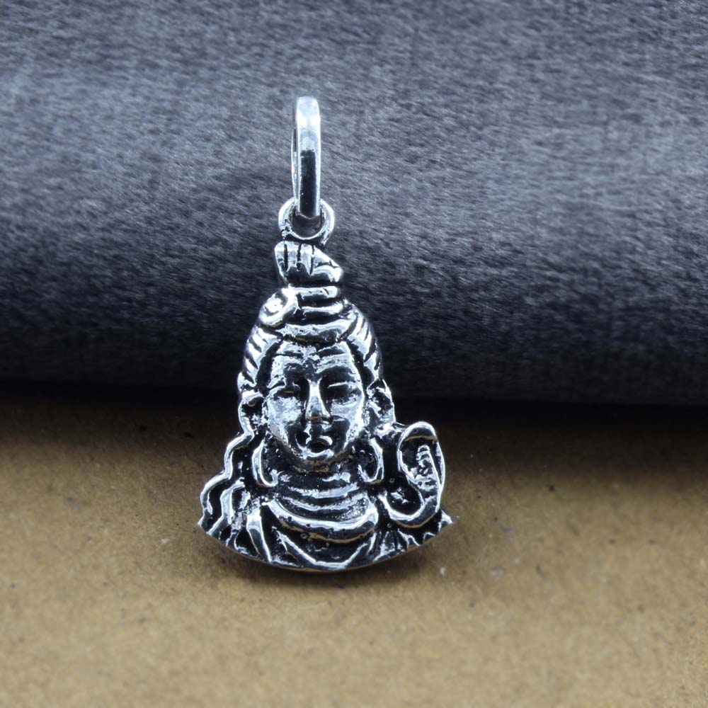 Real Silver Oxidized Lord Shiva Religious God Pendant