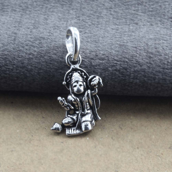 Real Sterling Silver Oxidized Bajrangbali Hanuman religious God Pendant
