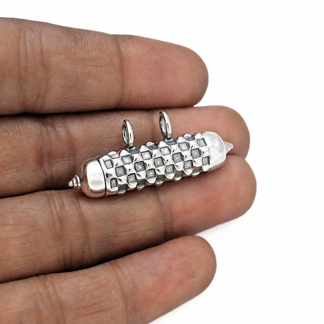 Oxidized 925 Sterling Silver Cylinder Amulet Openable Pendant