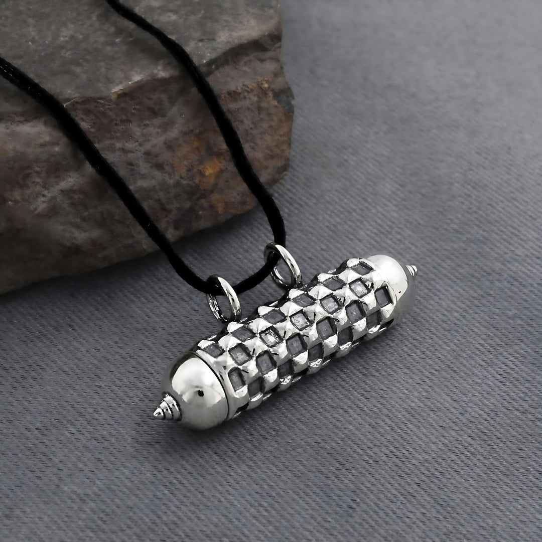 Oxidized 925 Sterling Silver Cylinder Amulet Openable Pendant