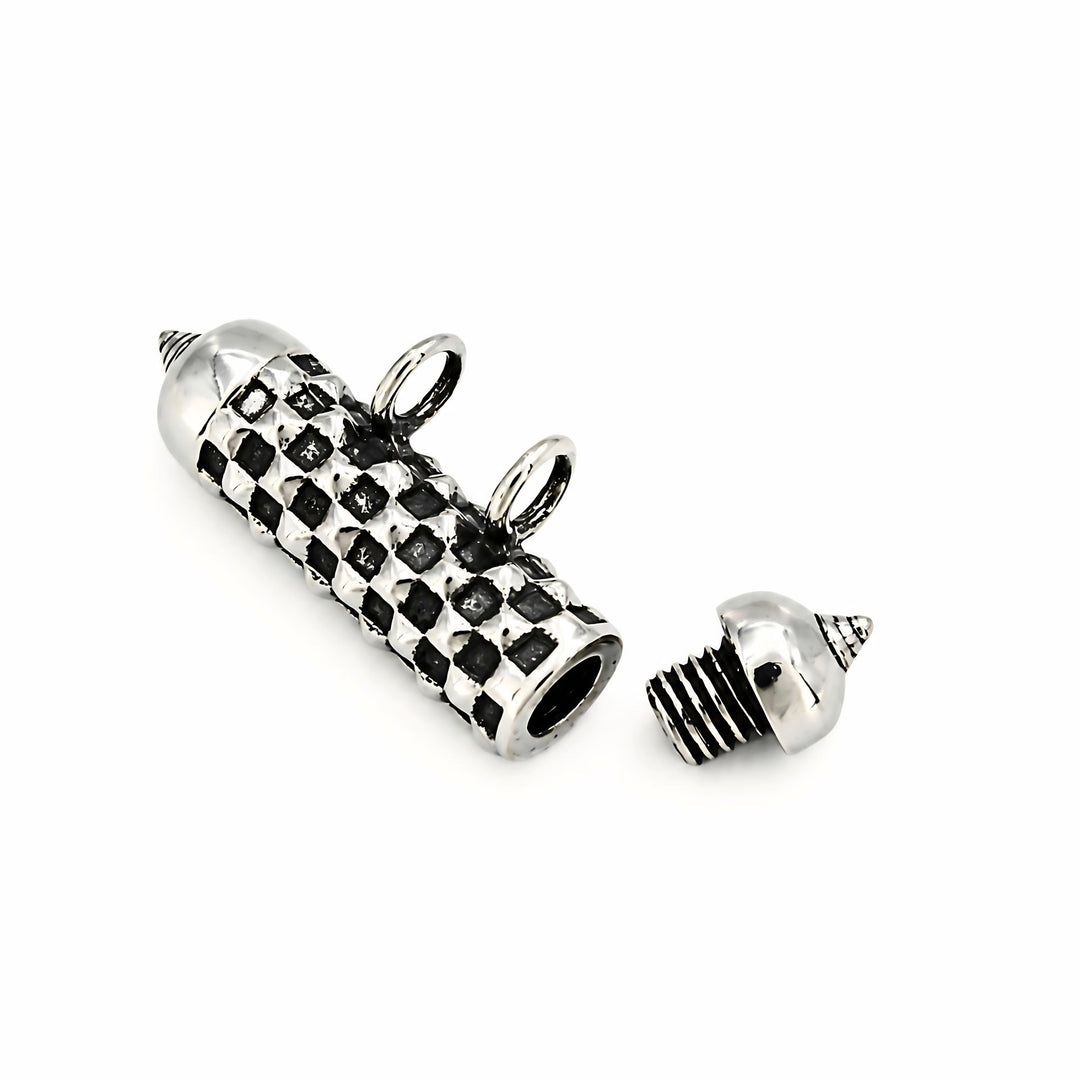 Oxidized 925 Sterling Silver Cylinder Amulet Openable Pendant