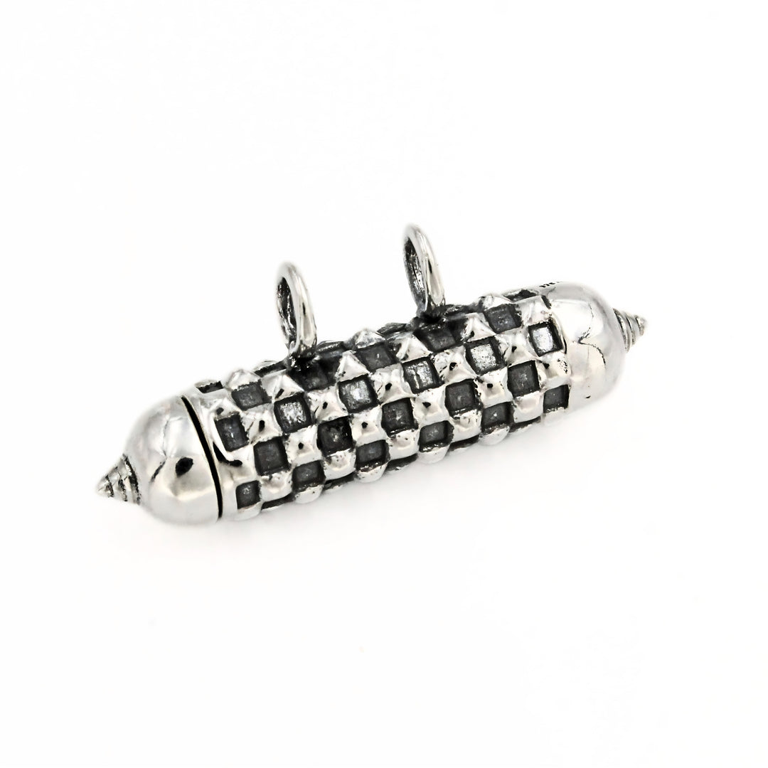 Oxidized 925 Sterling Silver Cylinder Amulet Openable Pendant