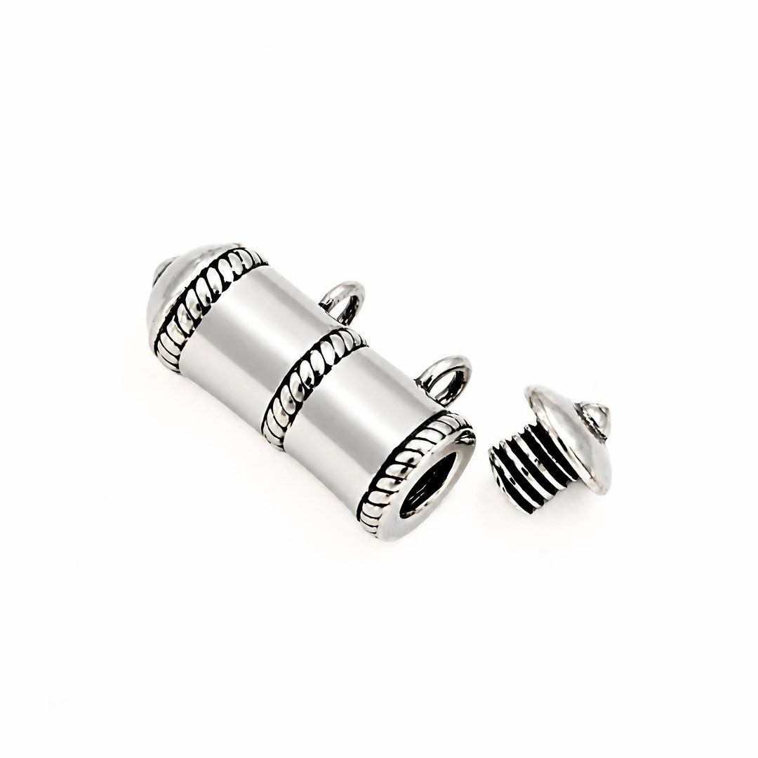 925 Sterling Silver Cylindrical Design Openable Tabeez Oxidized Pendant