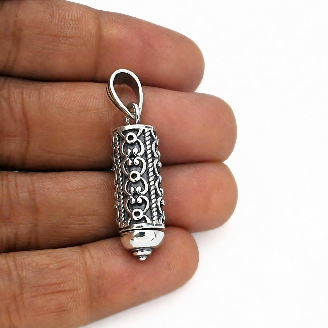 Oxidized 925 Sterling Silver Filigree Openable Amulet Pendant