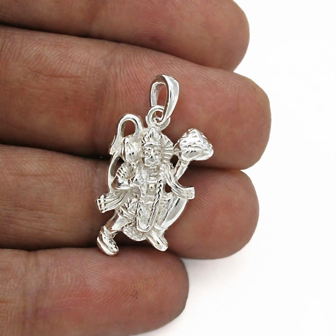 Lord Hanuman Flying Pose 925 Sterling Silver Pendant