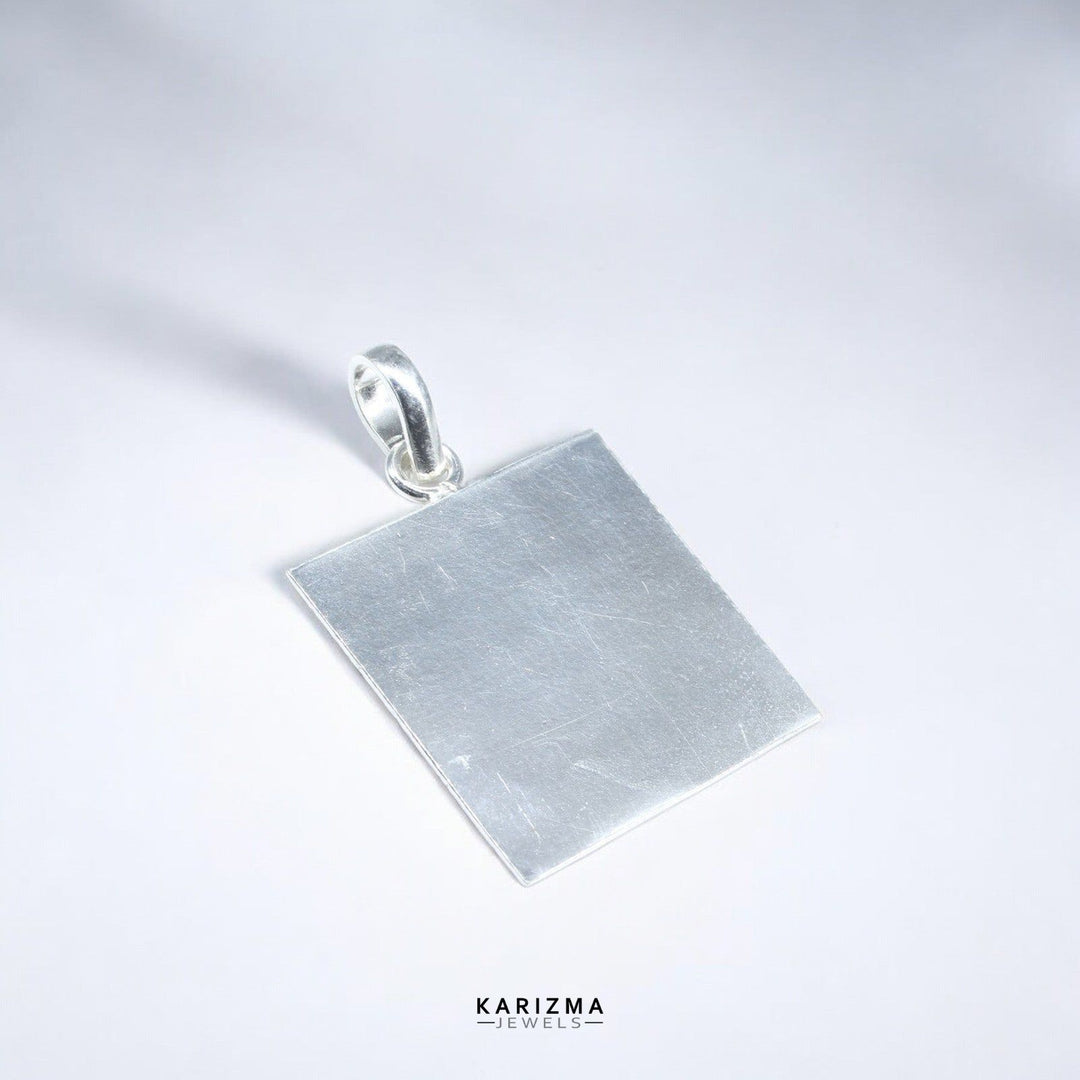 1 Inch Pure Solid Silver Square Piece (Chokor) Pendant lal kitab astrology