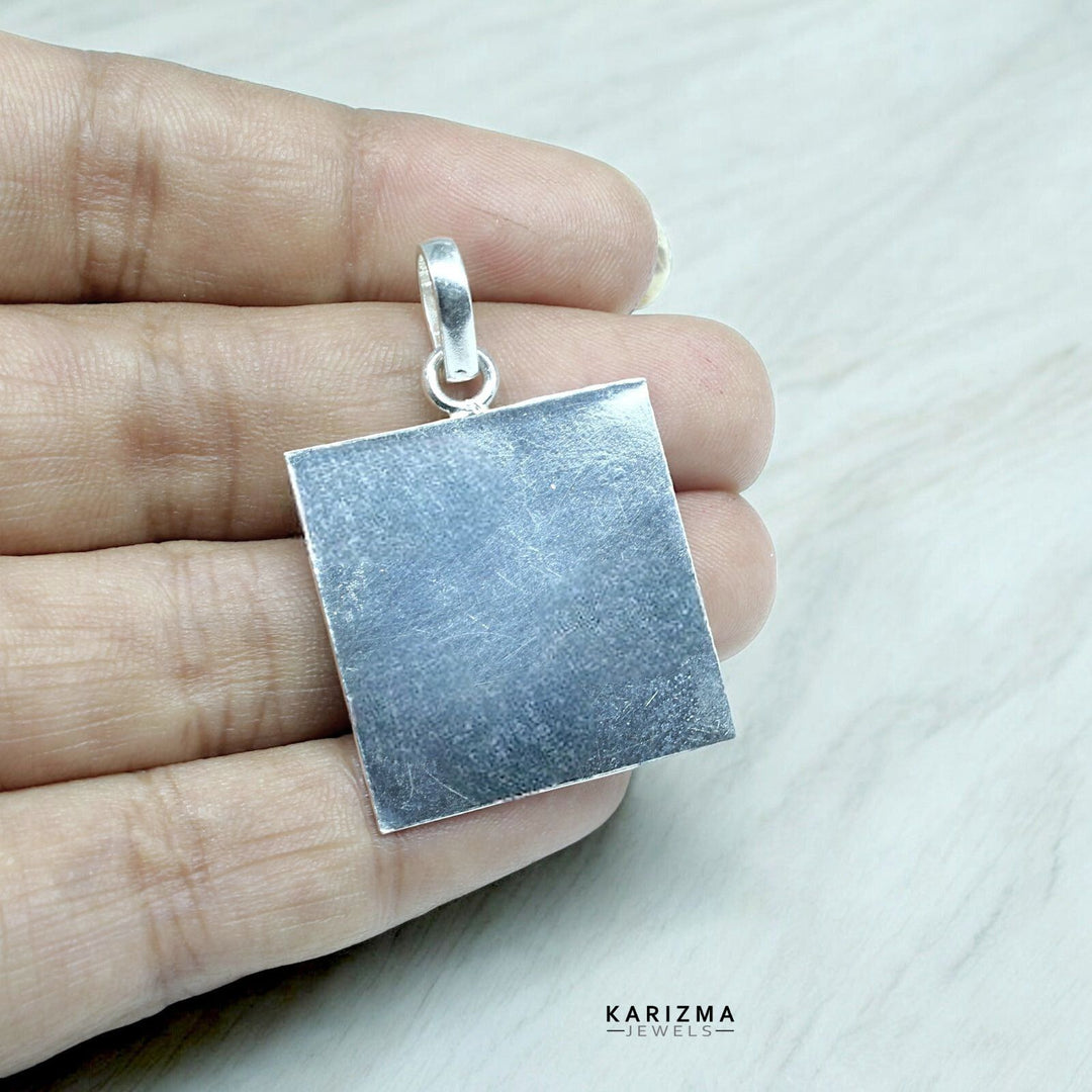 1 Inch Pure Solid Silver Square Piece (Chokor) Pendant lal kitab astrology