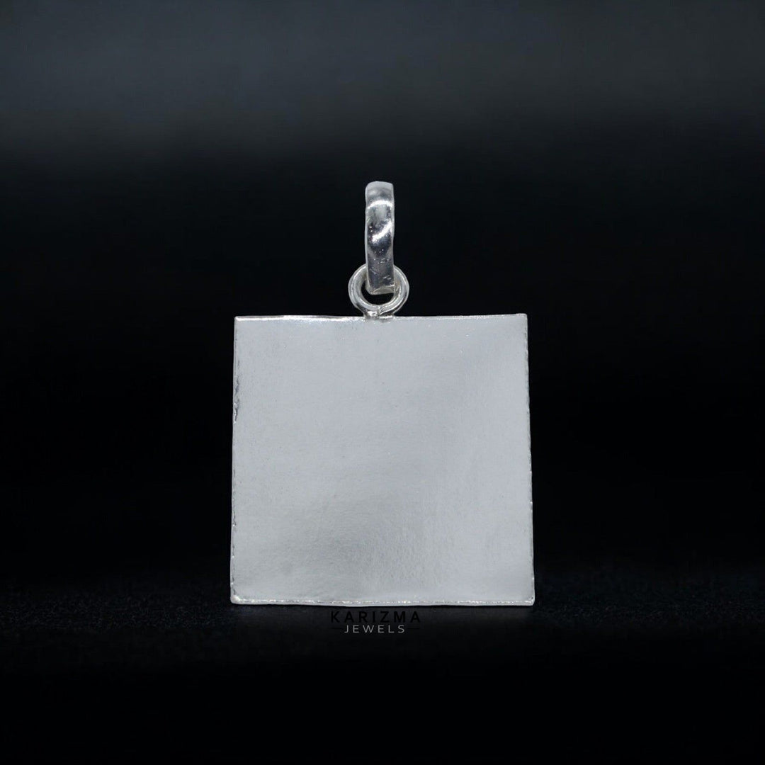 1 Inch Pure Solid Silver Square Piece (Chokor) Pendant lal kitab astrology