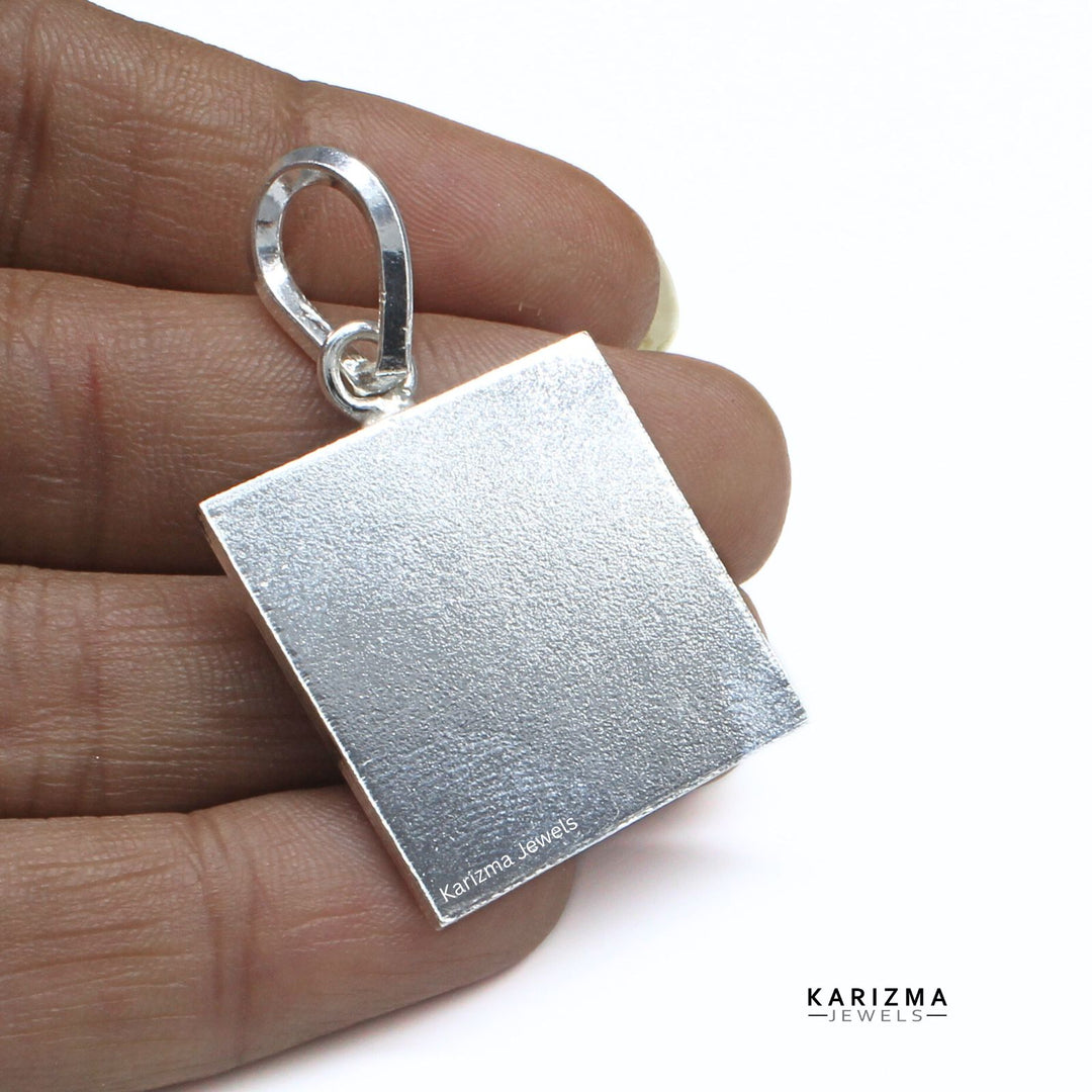 1 Inch Pure 999 Silver Square Piece (Chokor) Pendant lal kitab astrology