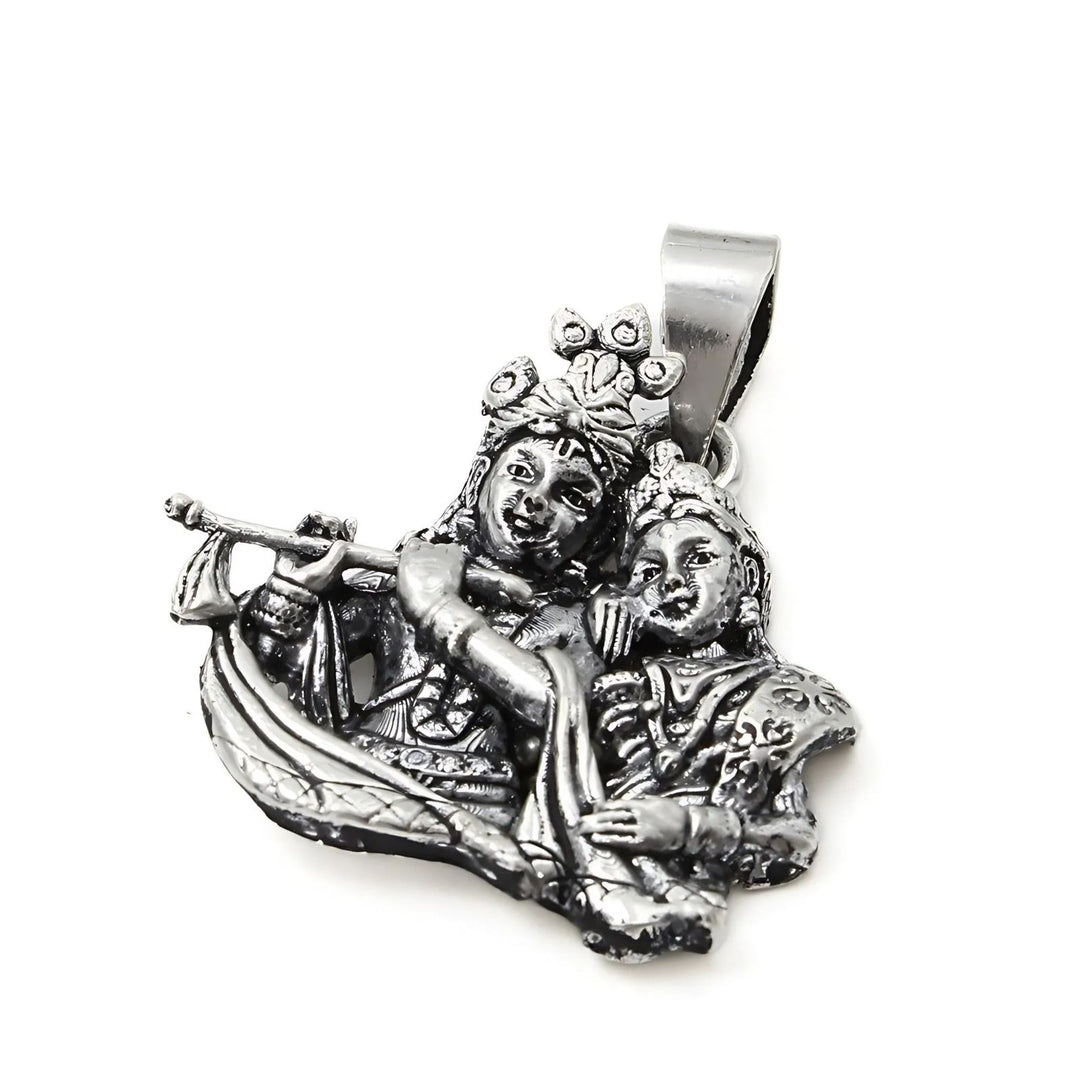 925 Real Sterling Silver Oxidized Lord Radha Krishna pendant