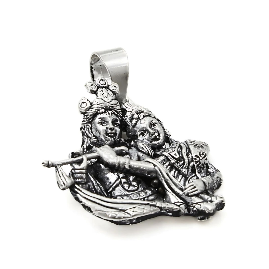925 Real Sterling Silver Oxidized Lord Radha Krishna pendant