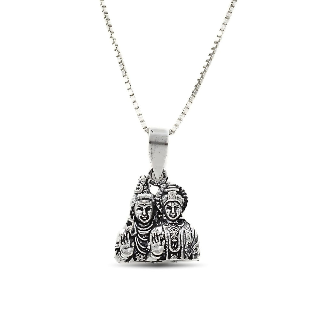 925 Real Sterling Silver Oxidized Hindu Spiritual Mahadev Parvati pendant