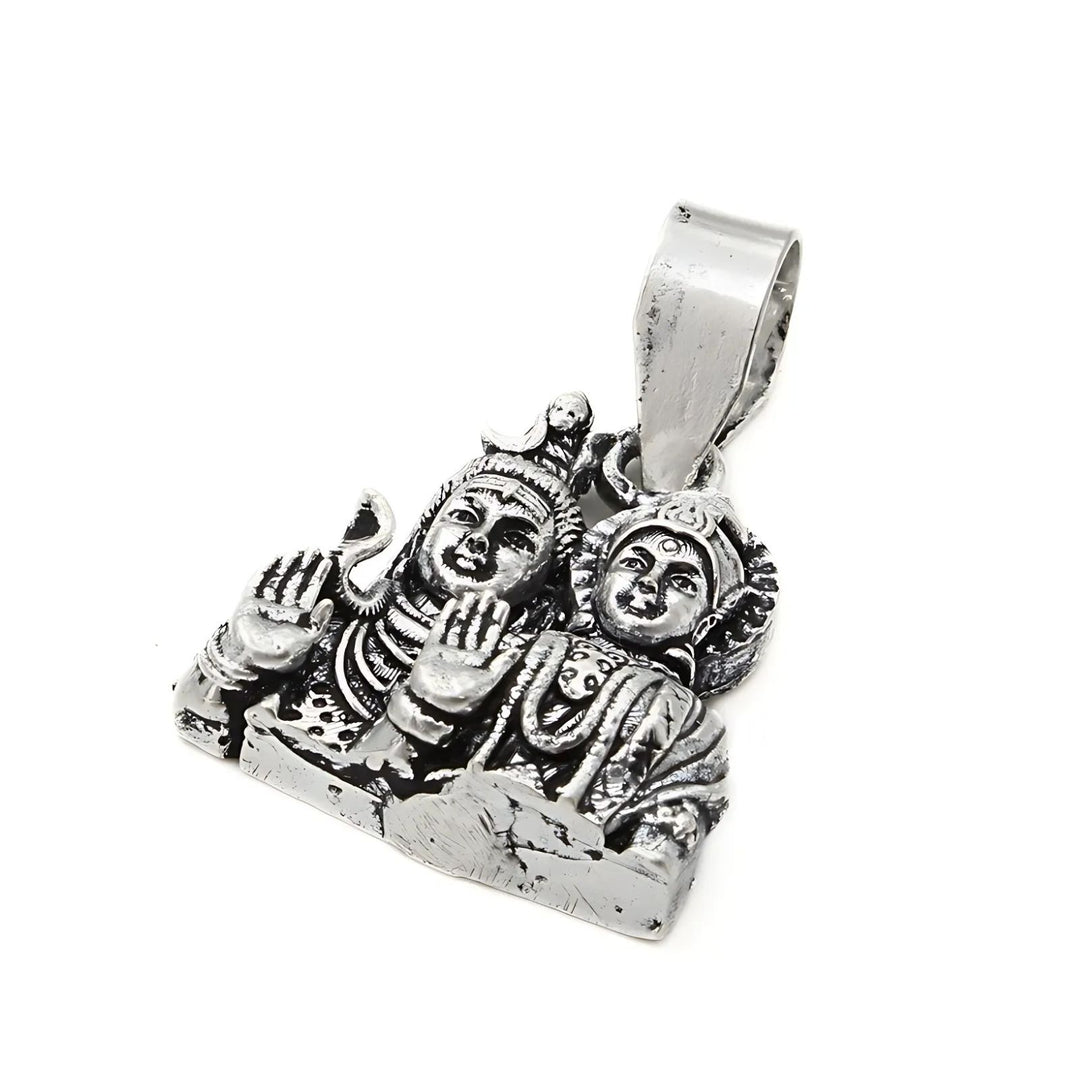 925 Real Sterling Silver Oxidized Hindu Spiritual Mahadev Parvati pendant