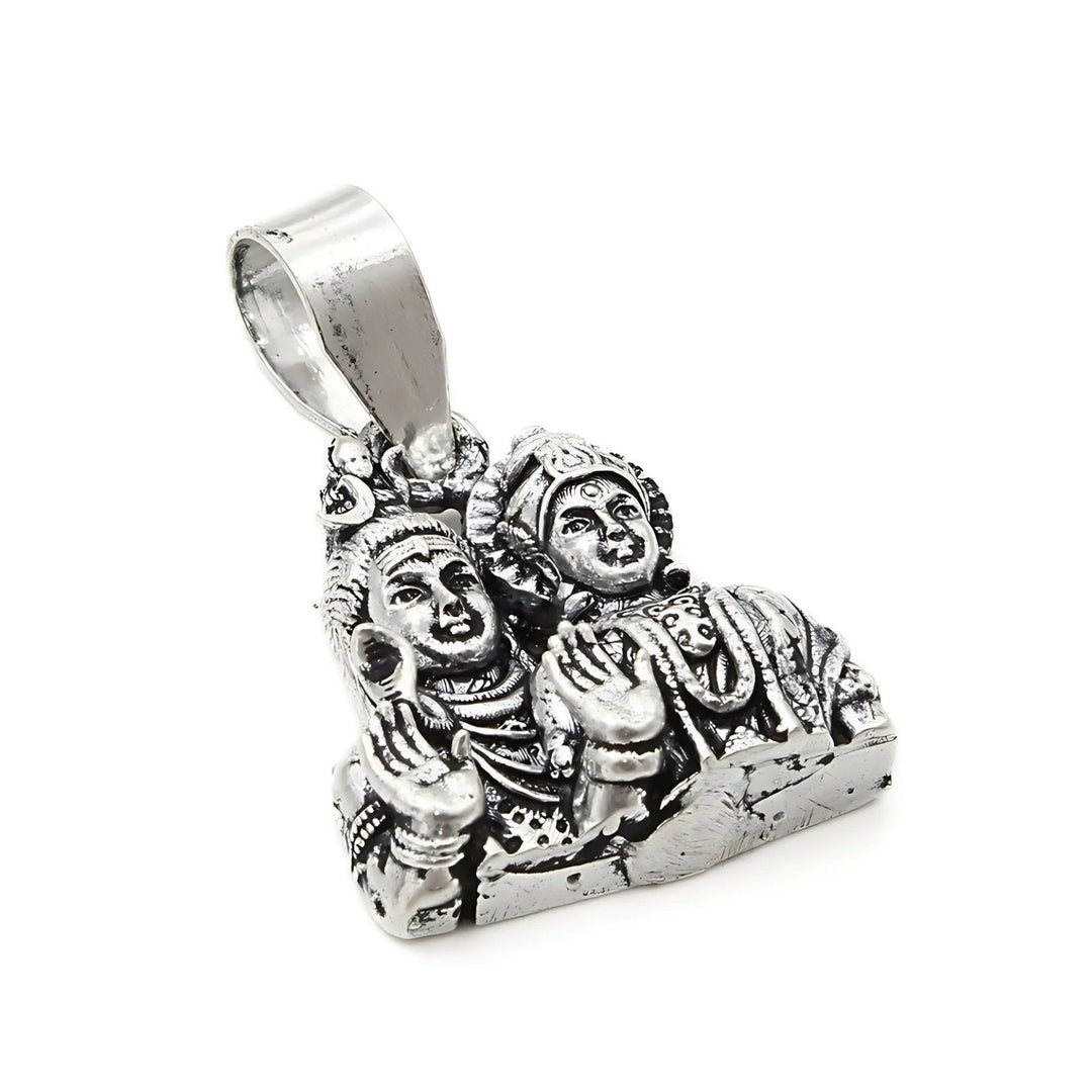 925 Real Sterling Silver Oxidized Hindu Spiritual Mahadev Parvati pendant