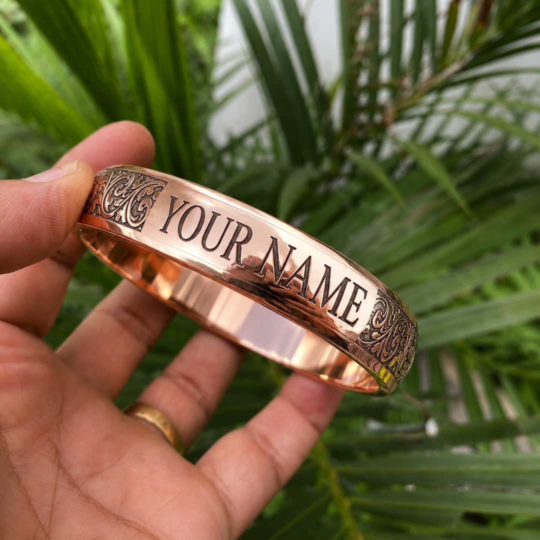 180-200 Gram Heavy Copper Kada – Personalized Engraved Bangle