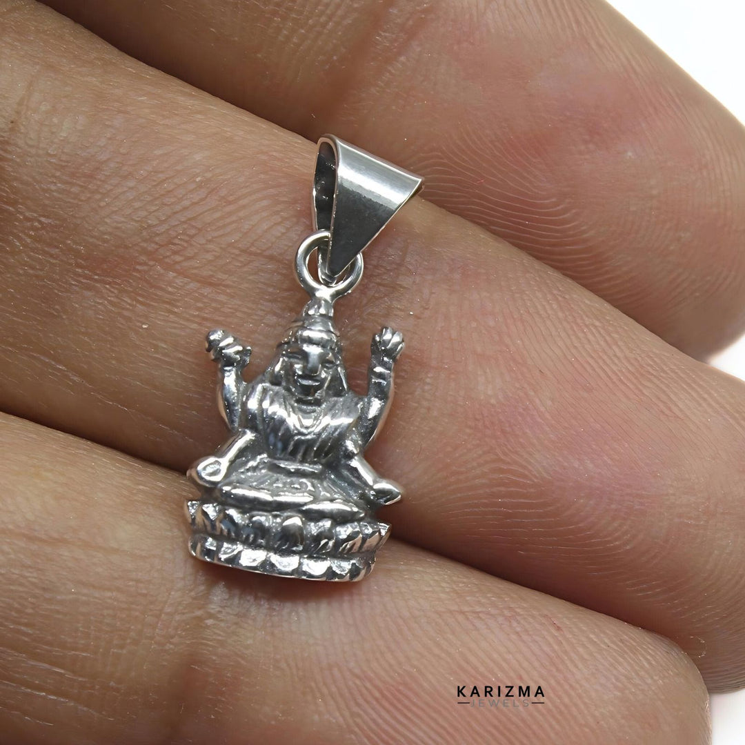 925 Sterling Silver vintage style Goddess Mata Laxmi Pendant