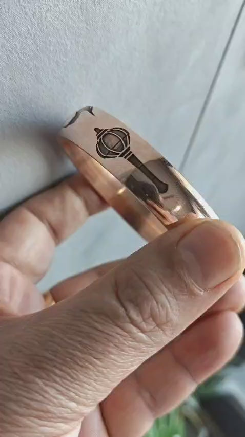 Copper Kada Bracelet Jai Shri Ram, Hanuman Face & Gada Deep Engraved