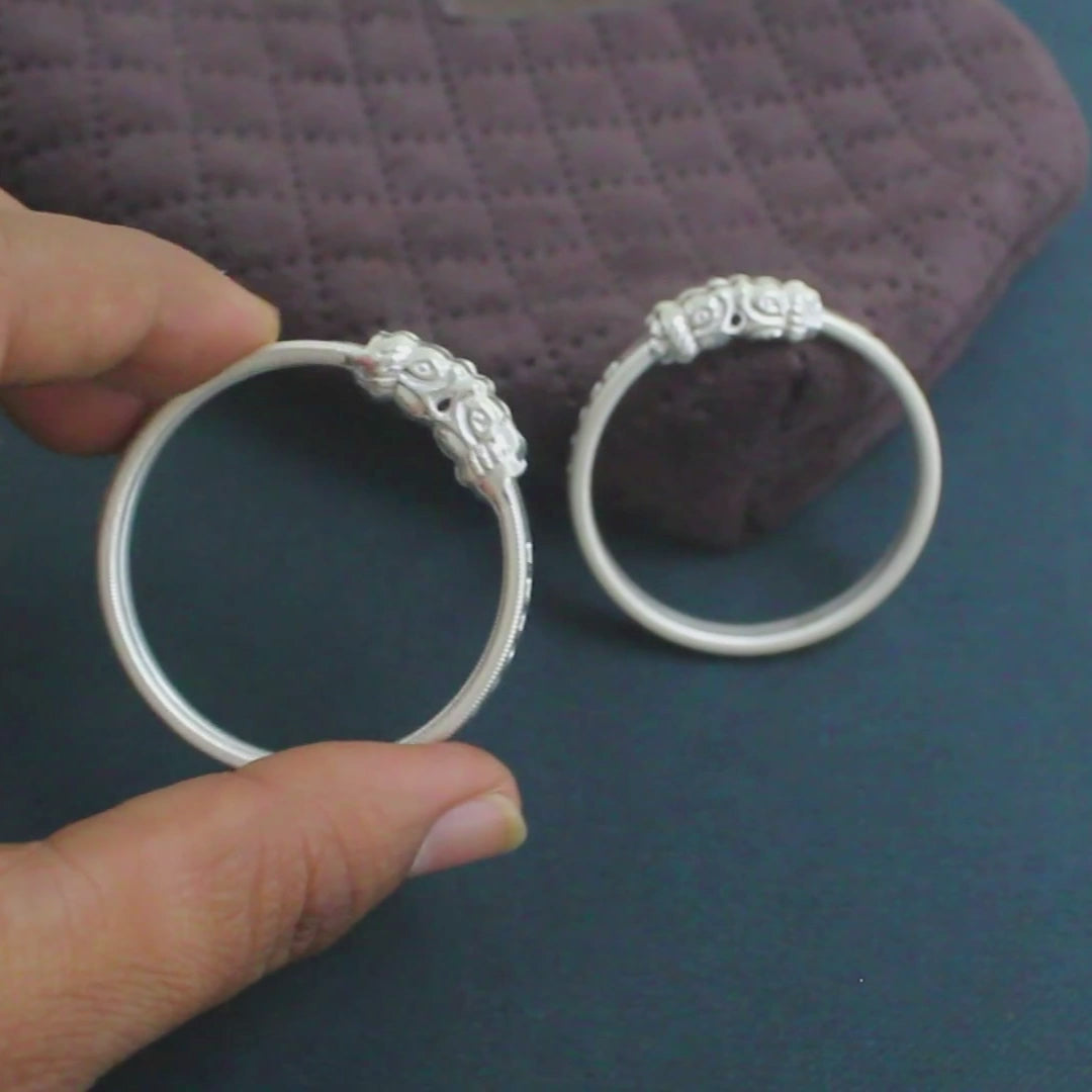 Real Sterling Silver pretty gifts Kids Bangles Bracelet Pair - 3.7 CM