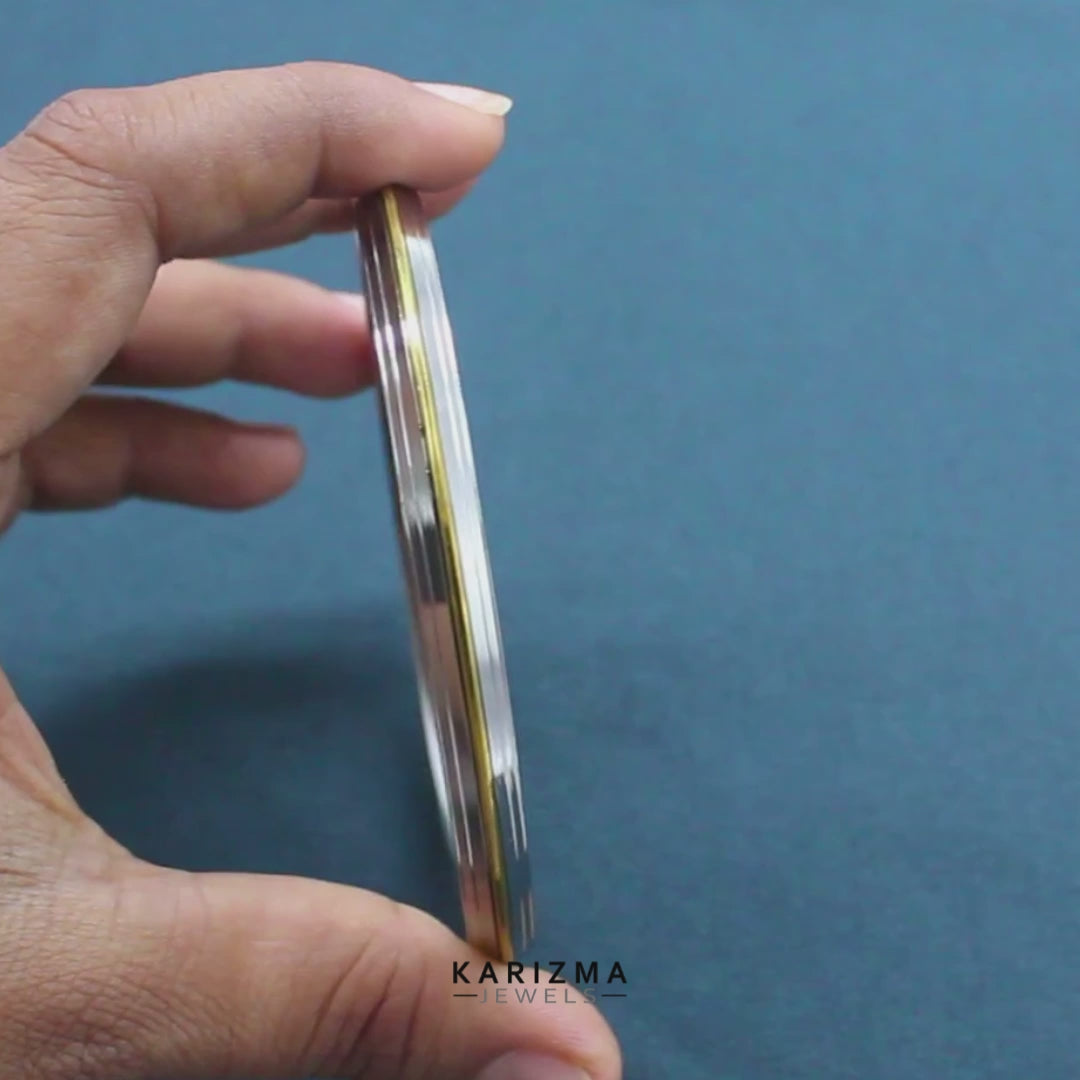 Golden Line Stainless Steel Kada Bracelet – Unisex Sikh Kara Bangle