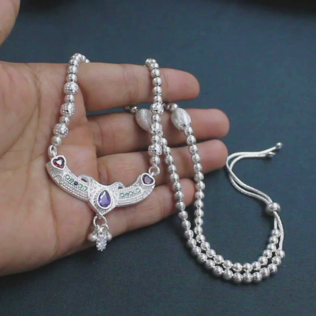 Real Sterling Silver Mangalsutra women necklace gifting party wear chain for wife