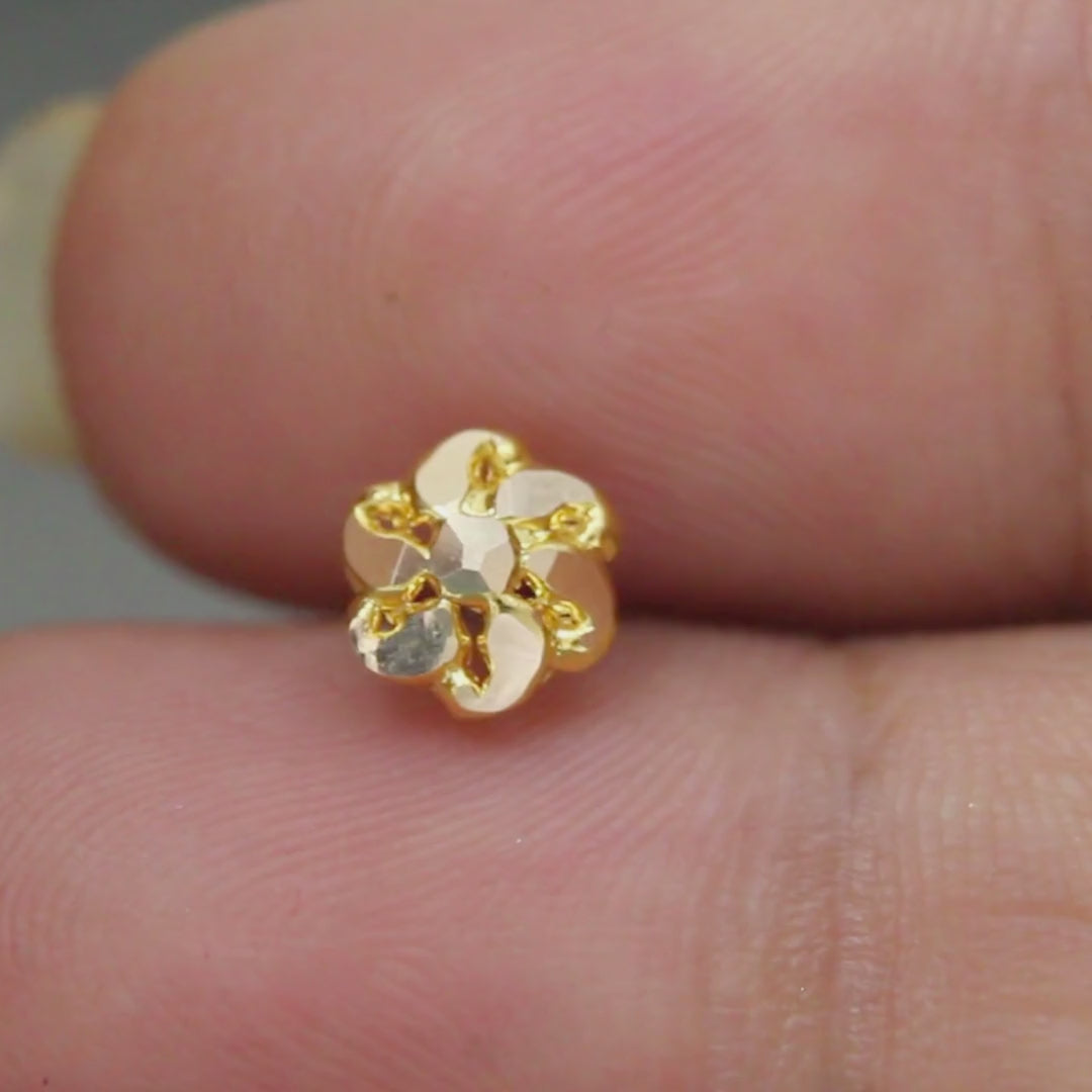 Flower style 18k Real Gold Women Nose Stud Push Pin