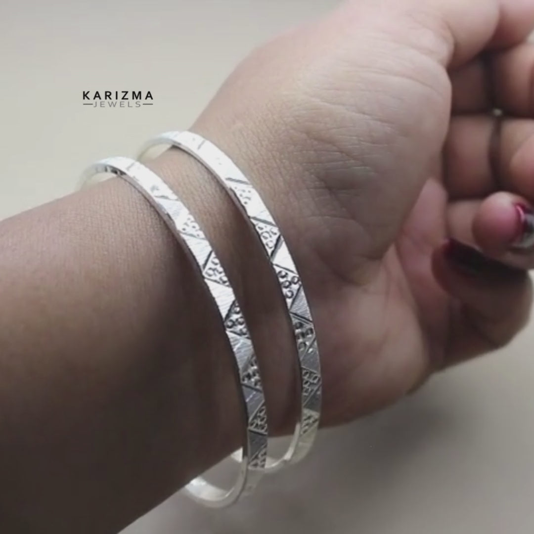 990 Real Silver Women Bangles Bracelet (Kangan)-Pair