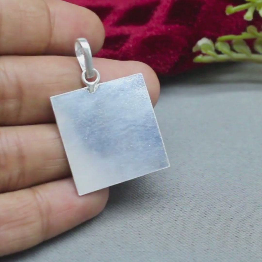 1 Inch Pure Solid Silver Square Piece (Chokor) Pendant lal kitab astrology