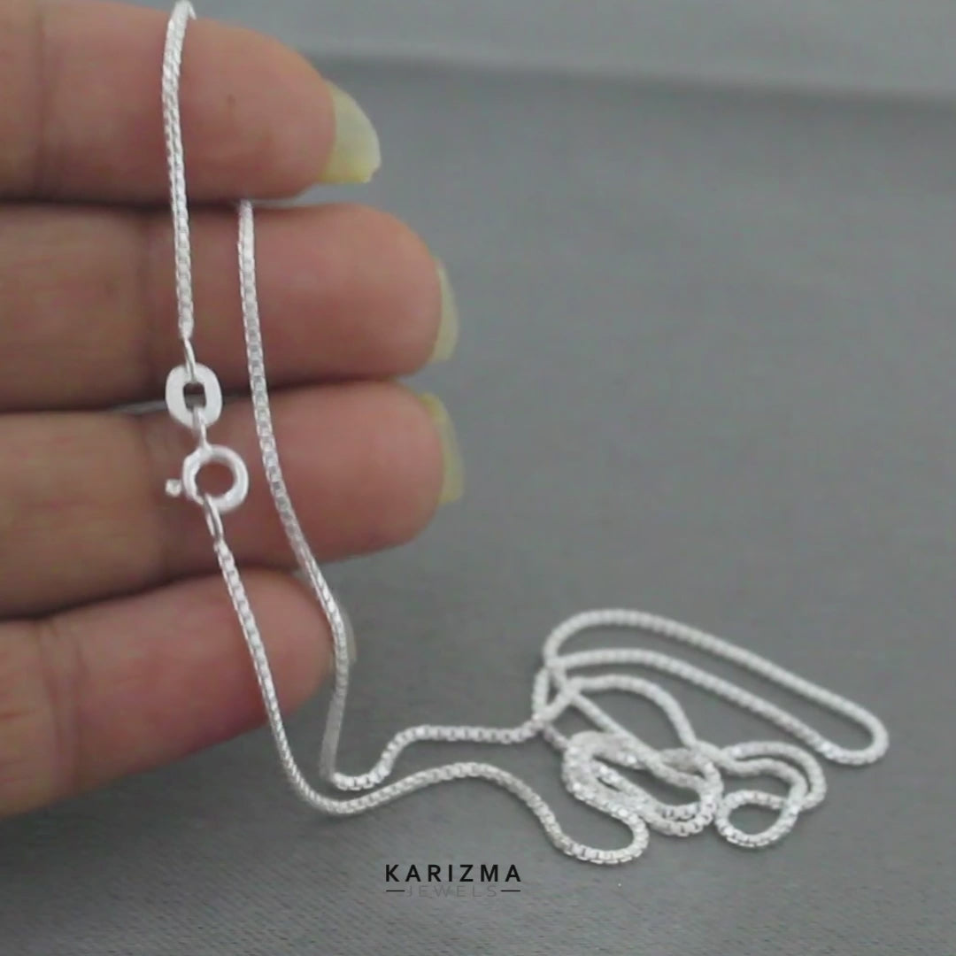 925 Sterling Silver box design regular wear Neck Chain 18"