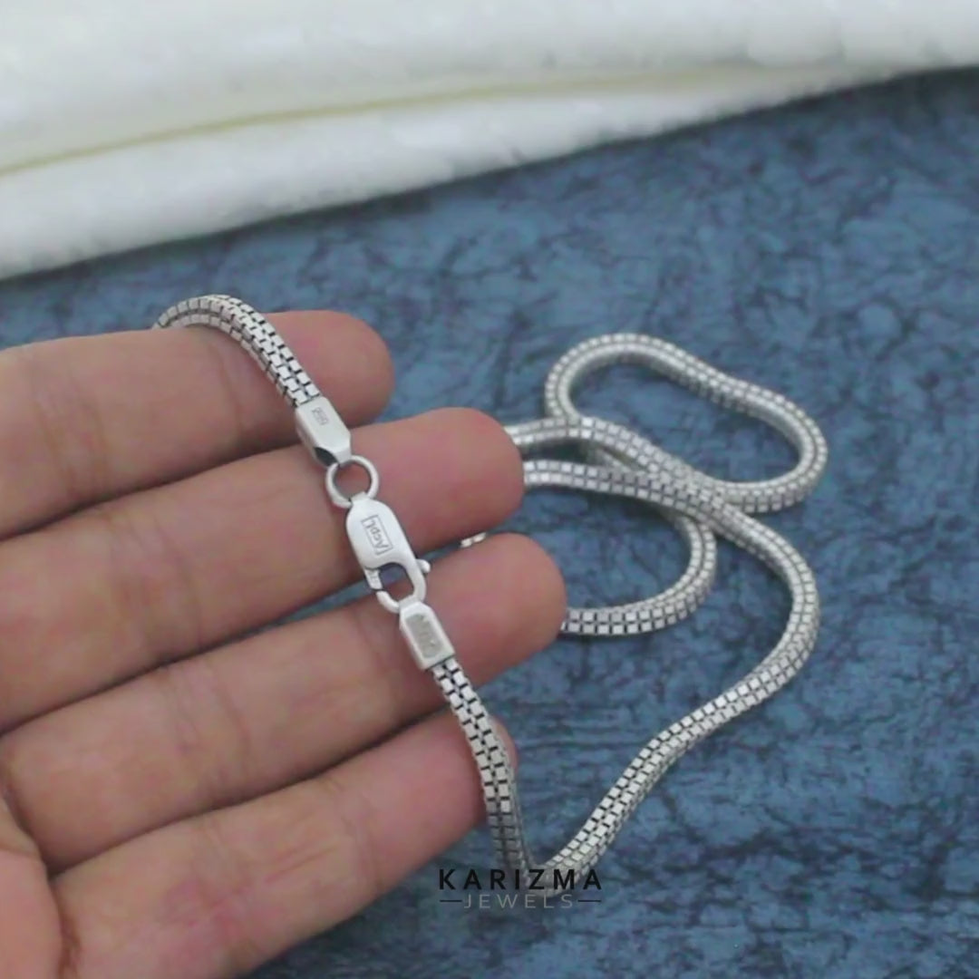 925 Sterling Silver Oxidized Standard Link Box Chain 20"