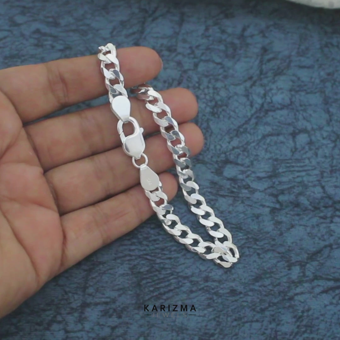 Premium 925 Sterling Silver Men's Curb Link Chain Bracelet