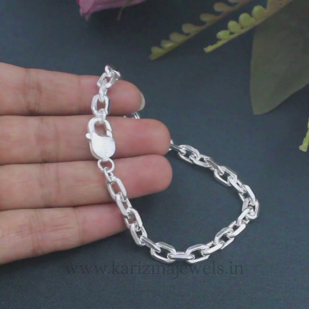 Men's Premium 925 Sterling Silver Cable Link Bracelet – Classic & Stylish Design