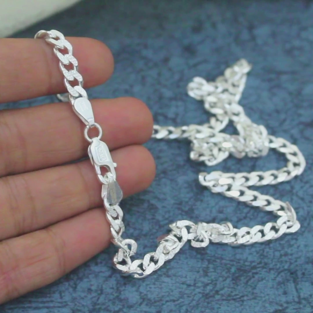 925 Sterling Silver Distinctive Cuban Link Neck Chain 20"